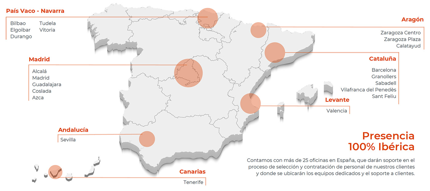 TEMPS, red de oficinas. Más de 25 oficinas en toda España TEMPS, red de oficinas. Más de 25 oficinas en toda España